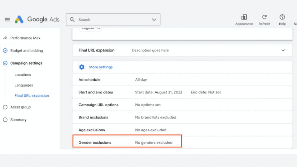 Google Ads news about gender exclusions in Performance Max